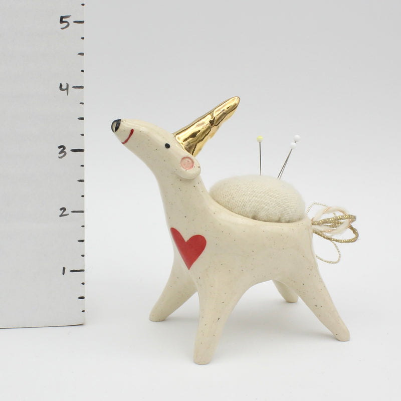 Unicorn Sidekick Pincushion with Gold Luster