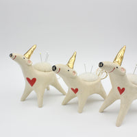 Unicorn Sidekick Pincushion with Gold Luster
