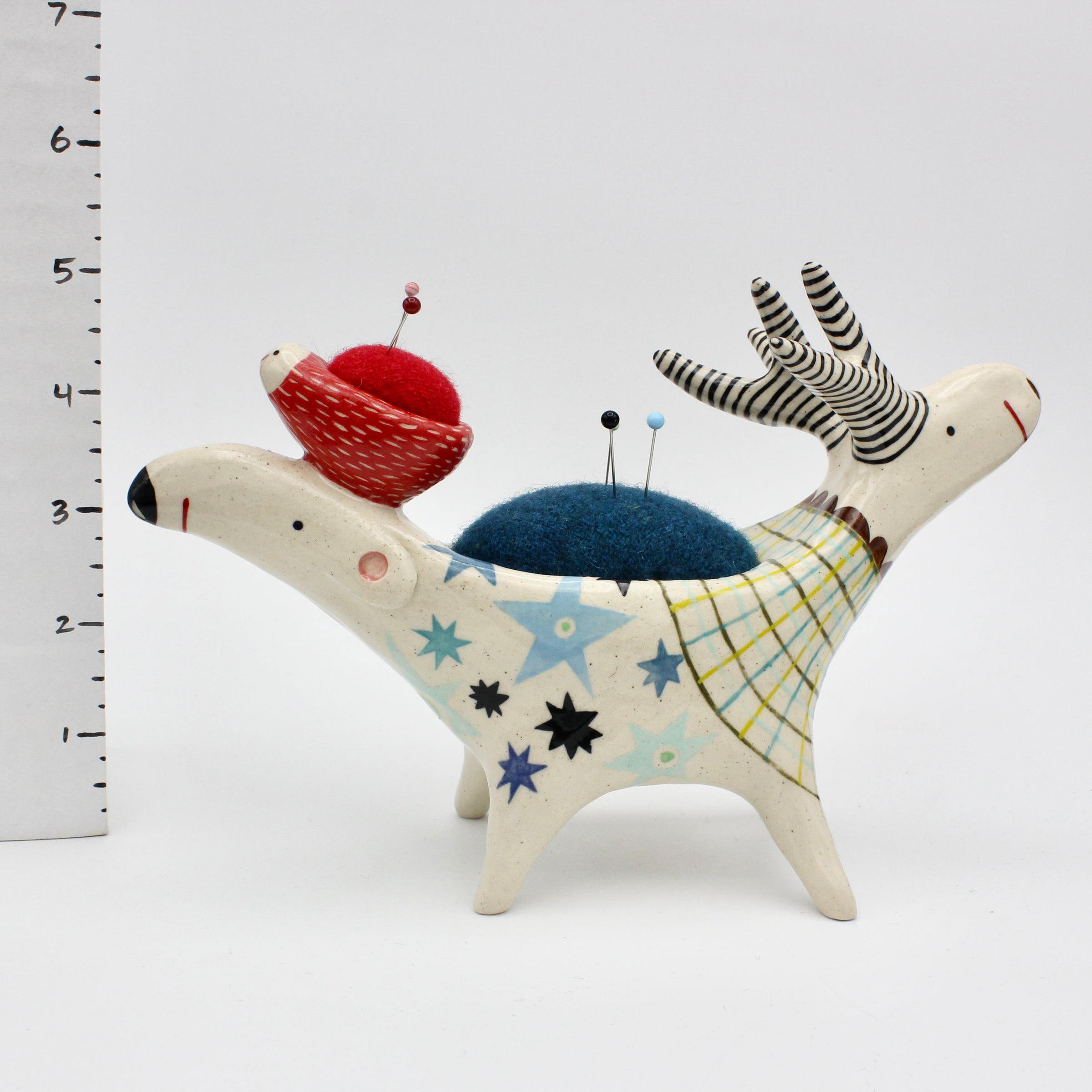 Sidekick Pincushion- Push Me Pull You with Extra Friend