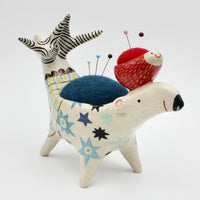 Sidekick Pincushion- Push Me Pull You with Extra Friend