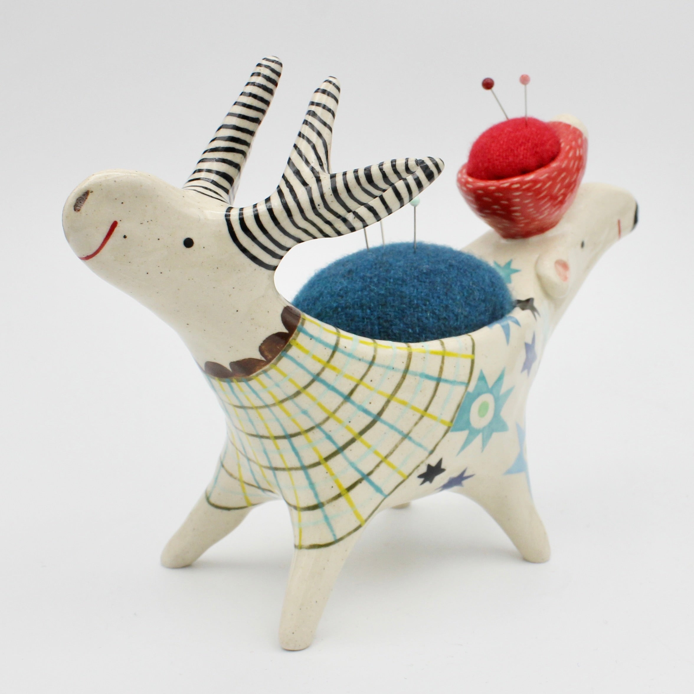 Sidekick Pincushion- Push Me Pull You with Extra Friend