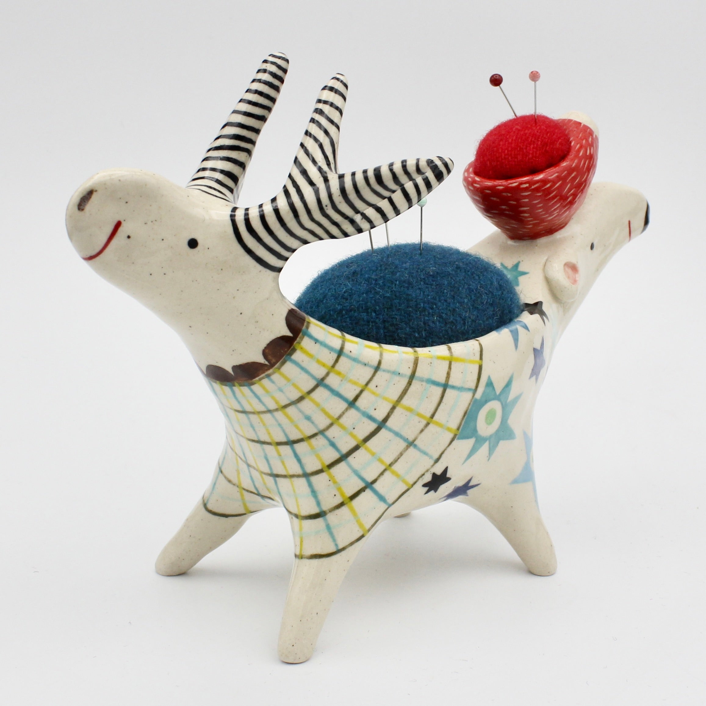 Sidekick Pincushion- Push Me Pull You with Extra Friend