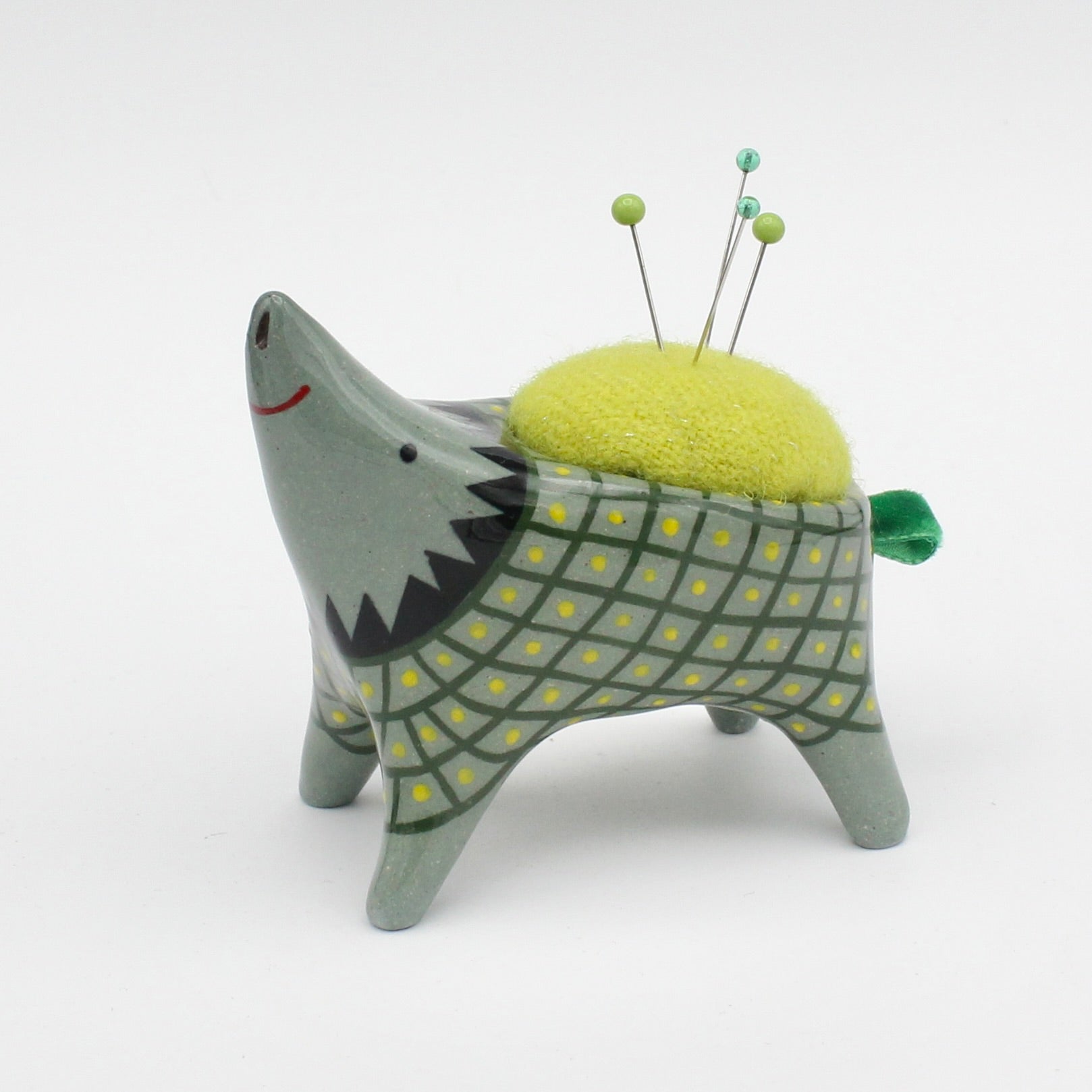 Sidekick Pincushion in Dark Green Clay