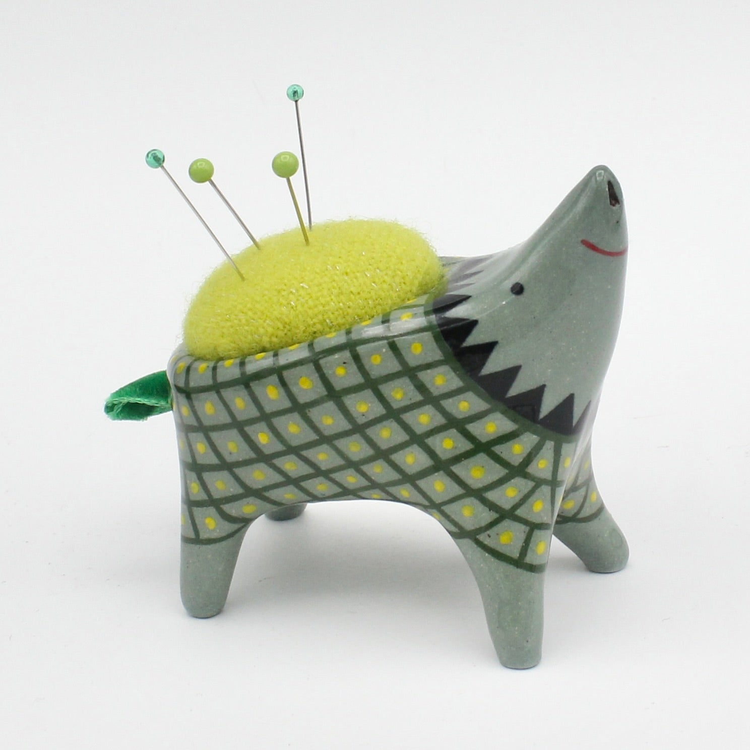 Sidekick Pincushion in Dark Green Clay