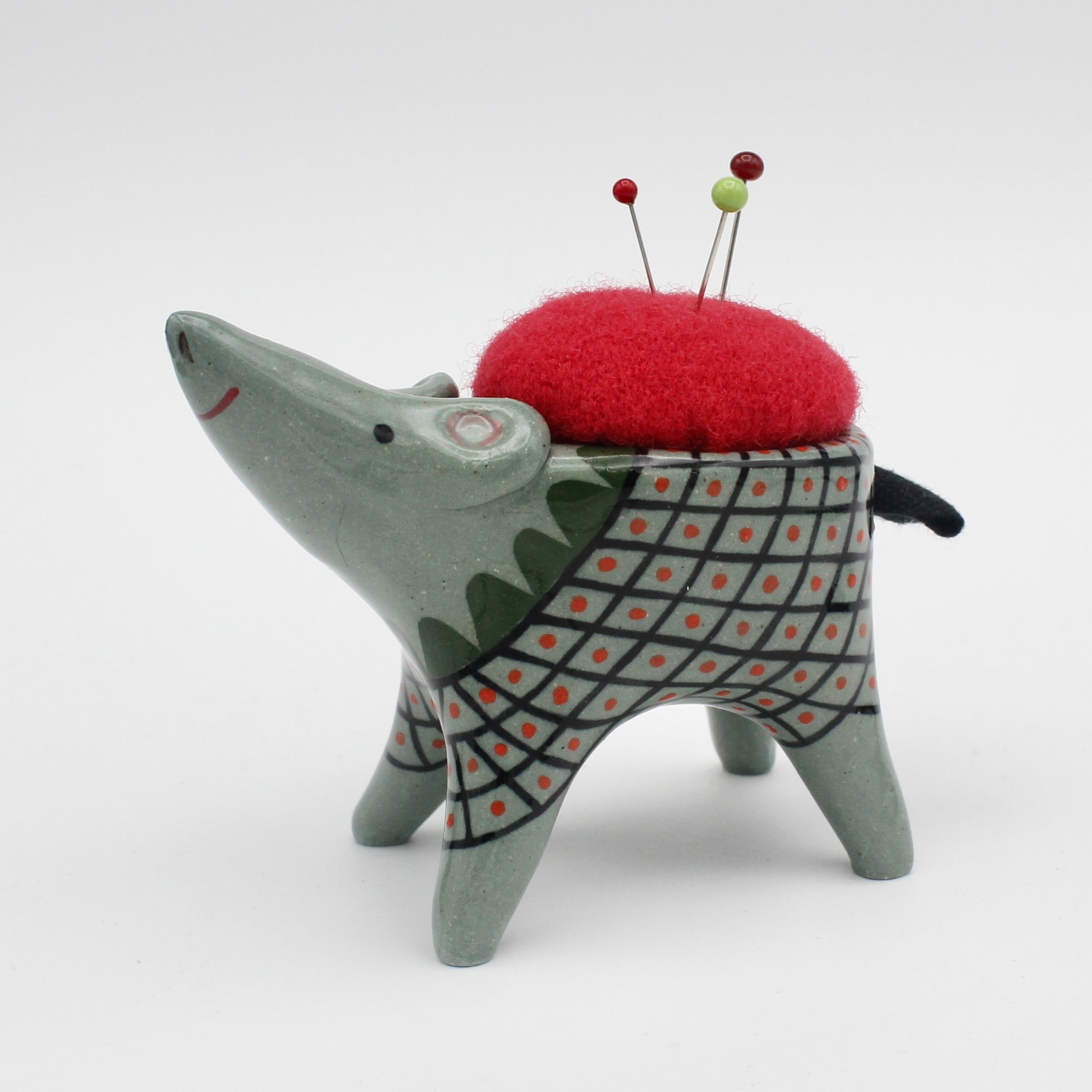 Sidekick Pincushion in Dark Green Clay