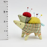 Sidekick Pincushion with Friend in Green and Yellow Clay