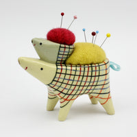 Sidekick Pincushion with Friend in Green and Yellow Clay