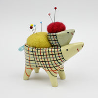 Sidekick Pincushion with Friend in Green and Yellow Clay