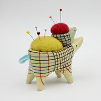 Sidekick Pincushion with Friend in Green and Yellow Clay