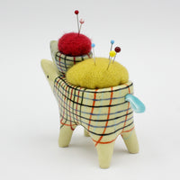 Sidekick Pincushion with Friend in Green and Yellow Clay