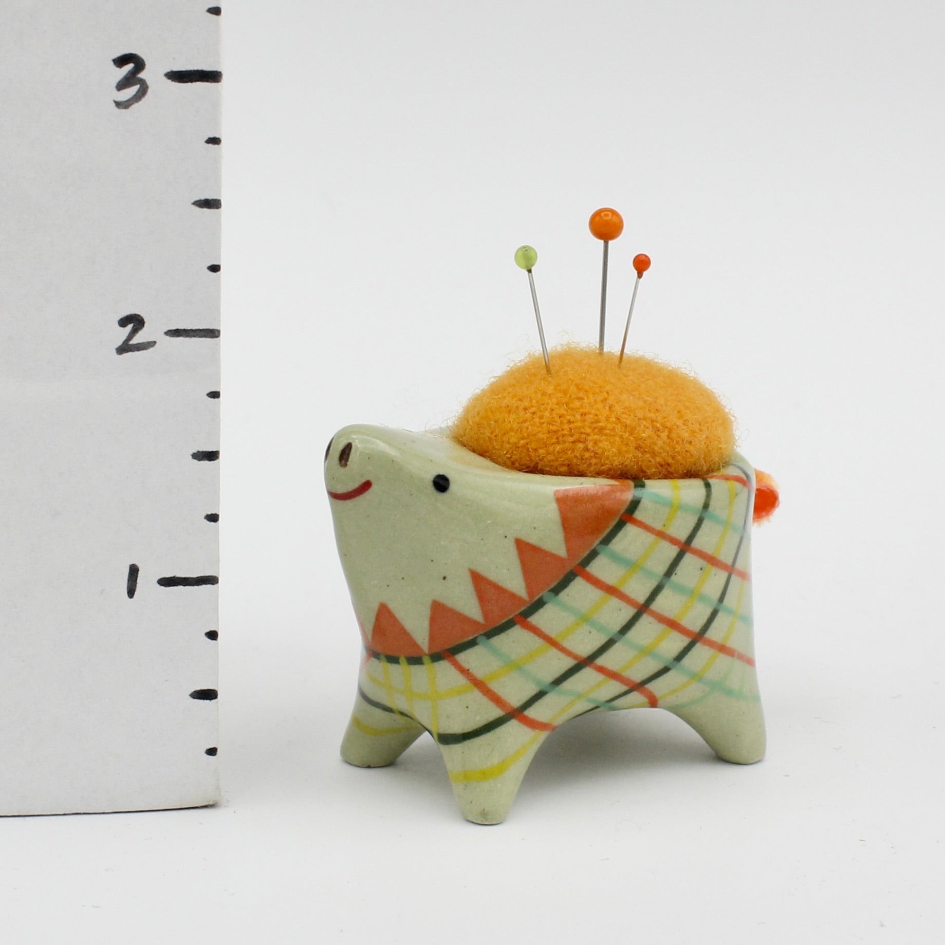 Small Bugimal Pincushion in Green Clay
