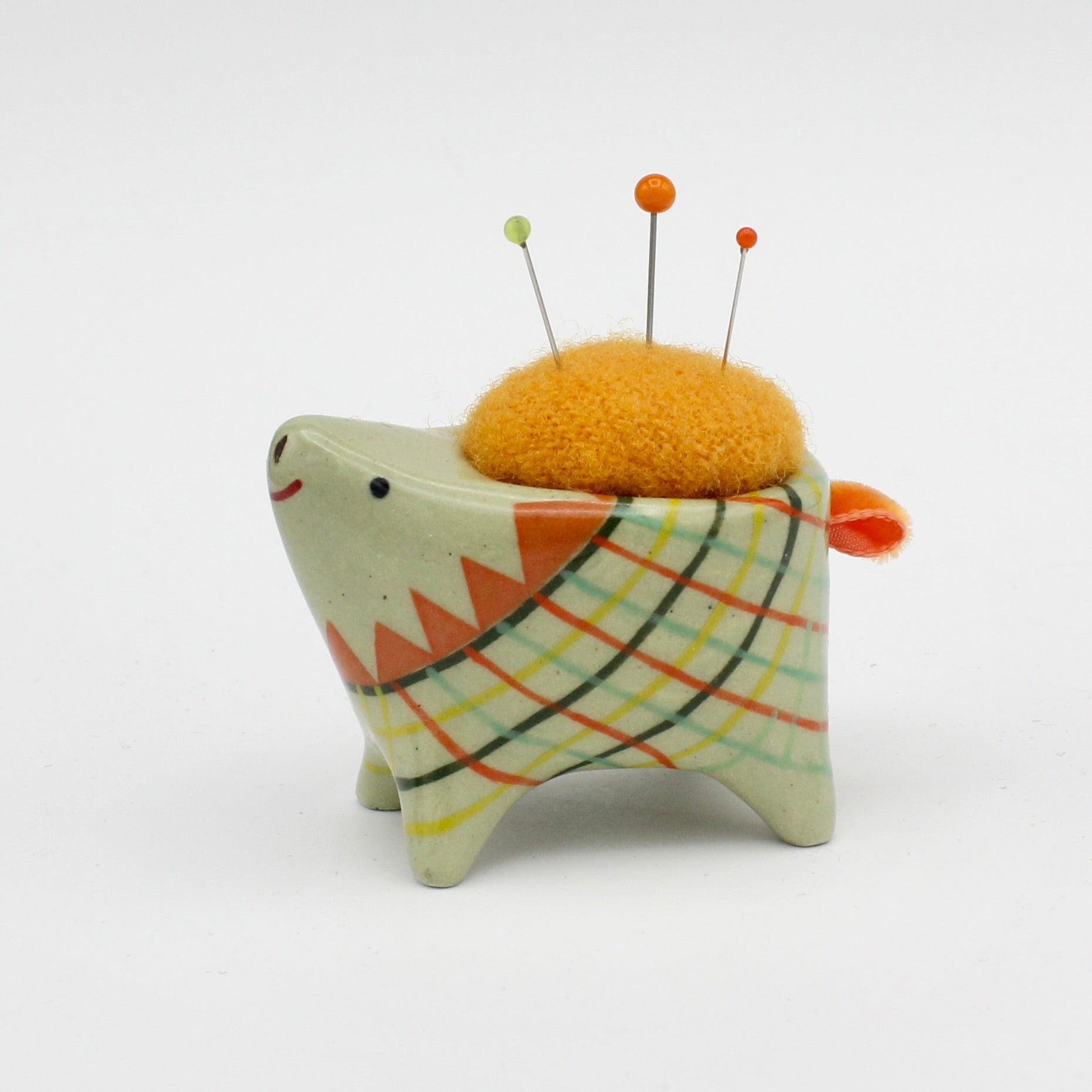 Small Bugimal Pincushion in Green Clay