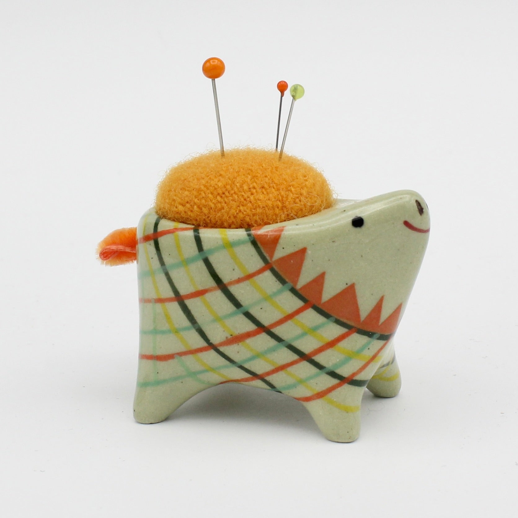 Small Bugimal Pincushion in Green Clay