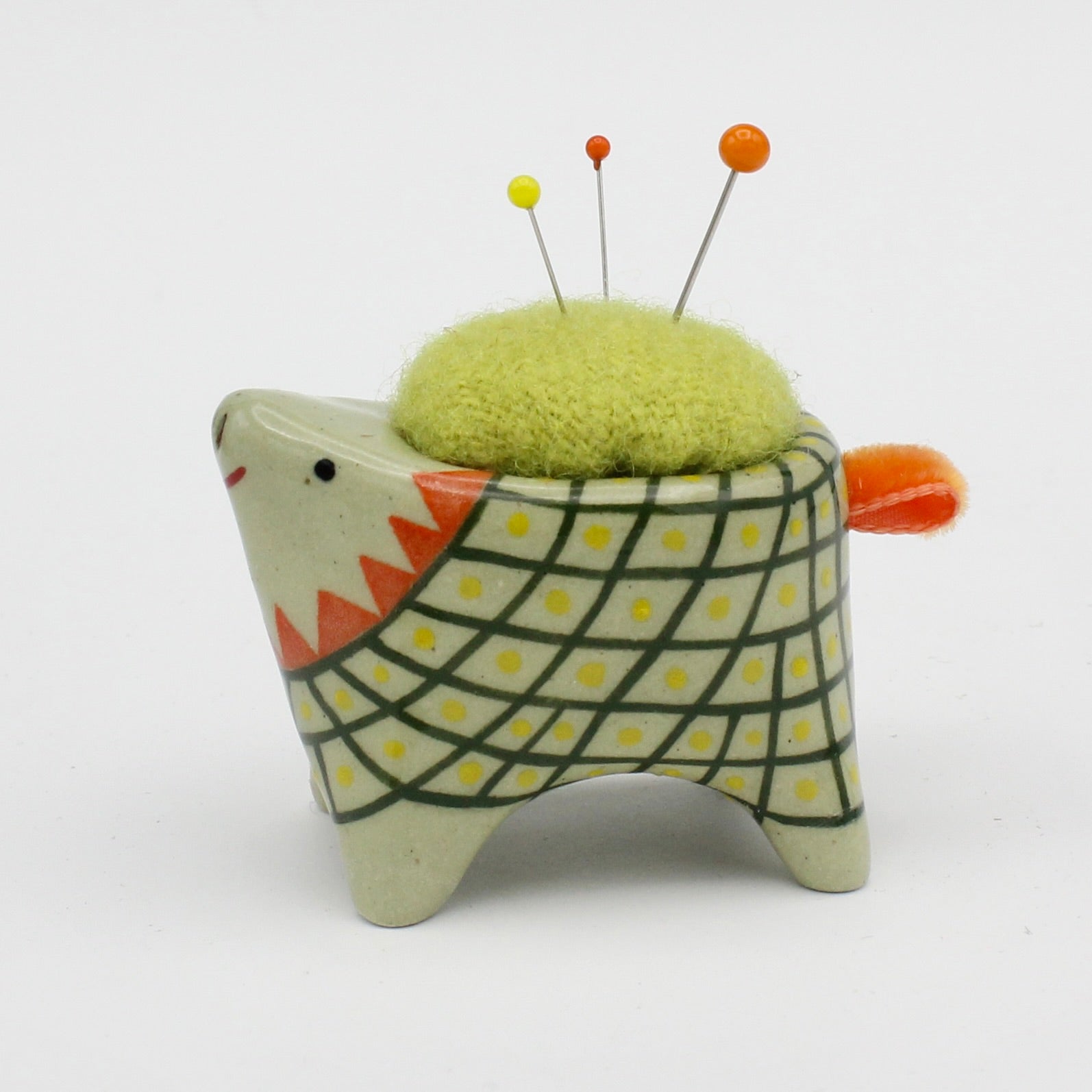 Small Bugimal Pincushion in Green Clay