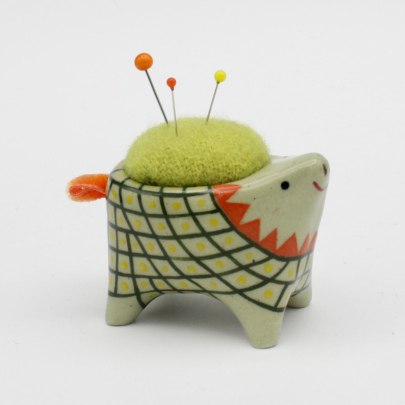 Small Bugimal Pincushion in Green Clay