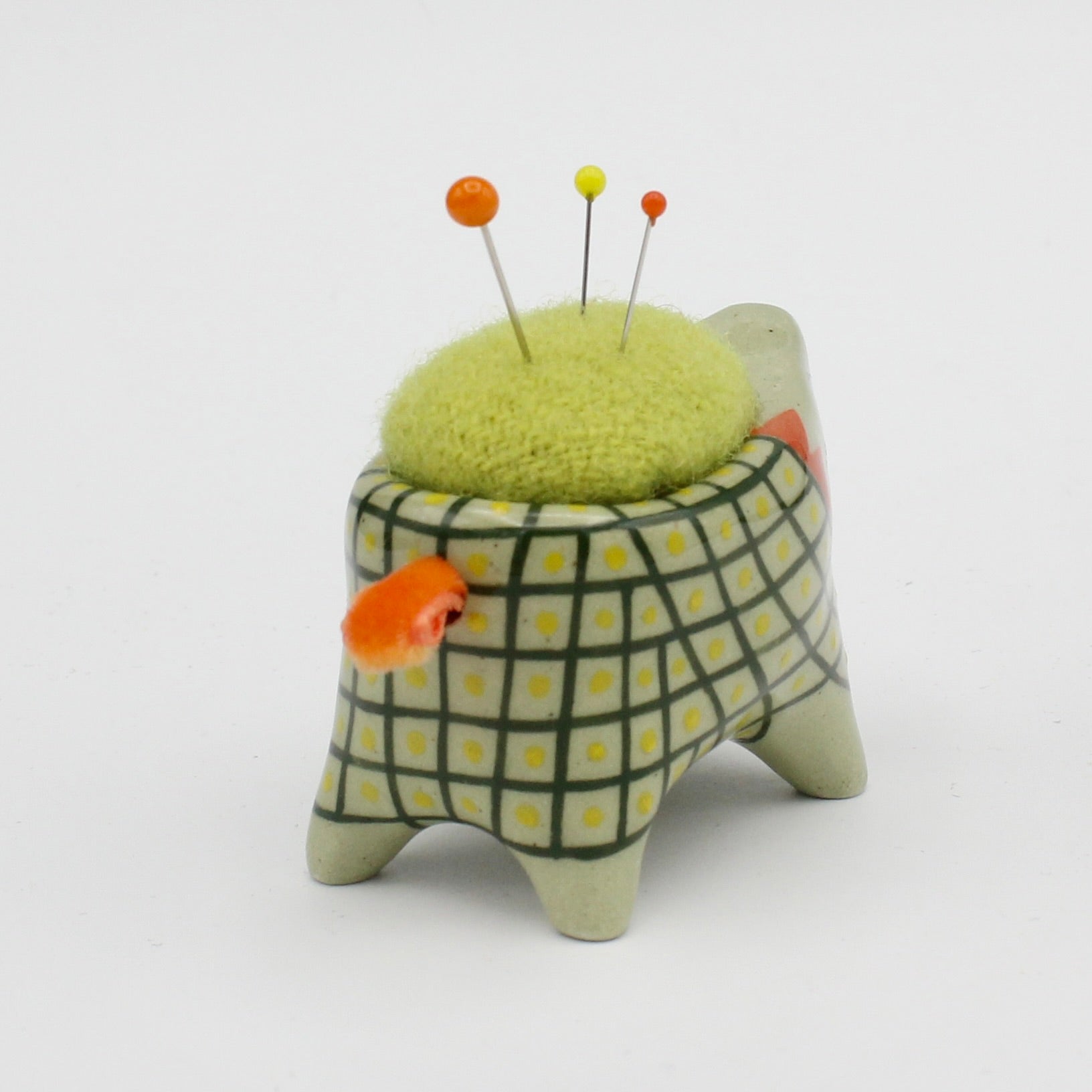 Small Bugimal Pincushion in Green Clay