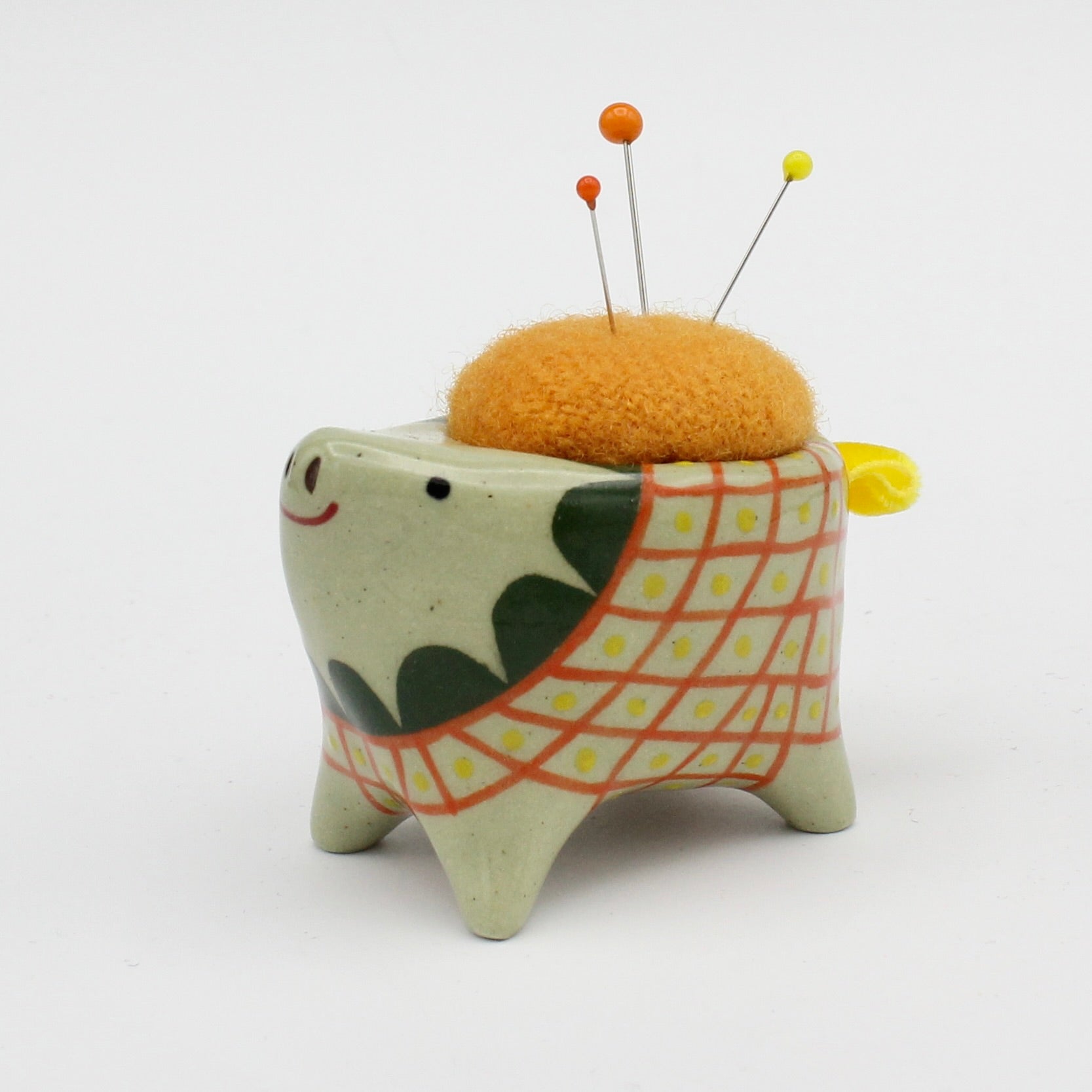 Small Bugimal Pincushion in Green Clay