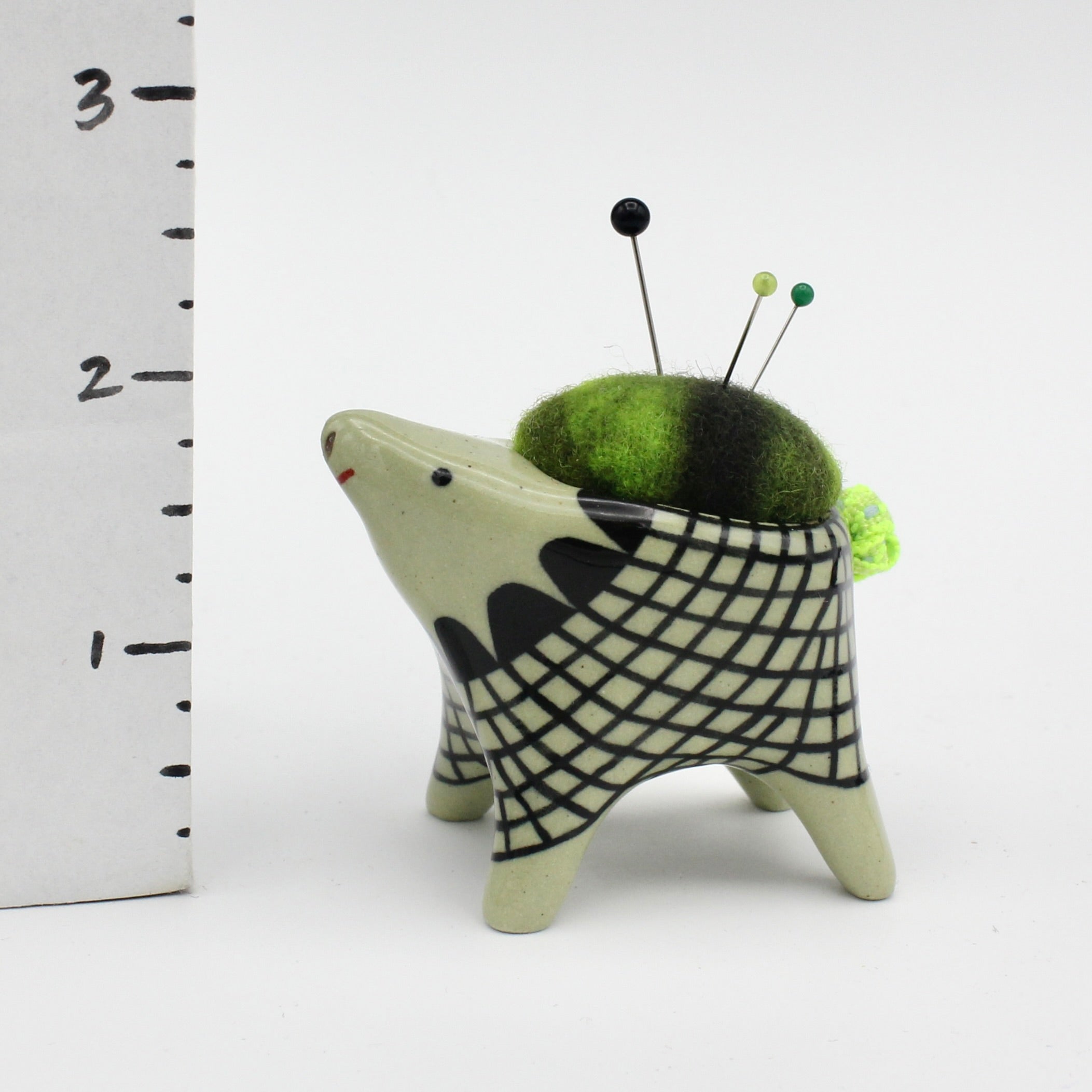 Small Bugimal Pincushion in Green Clay
