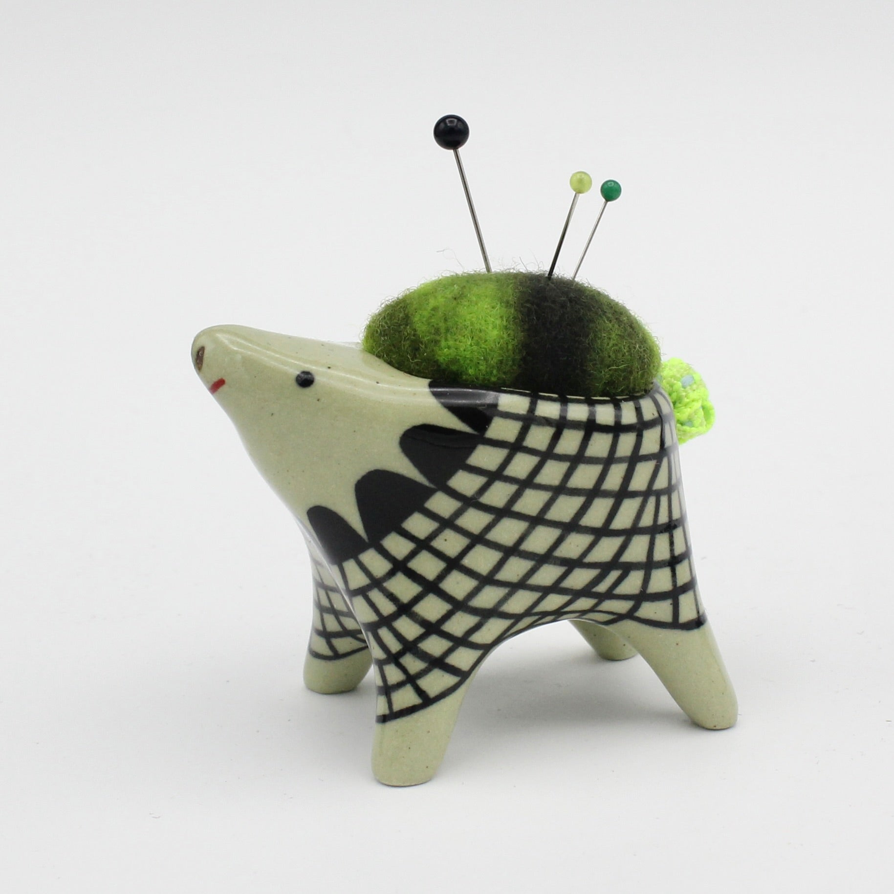 Small Bugimal Pincushion in Green Clay