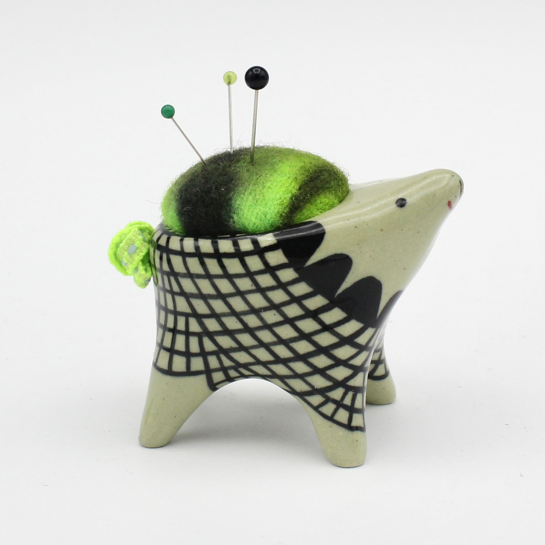Small Bugimal Pincushion in Green Clay