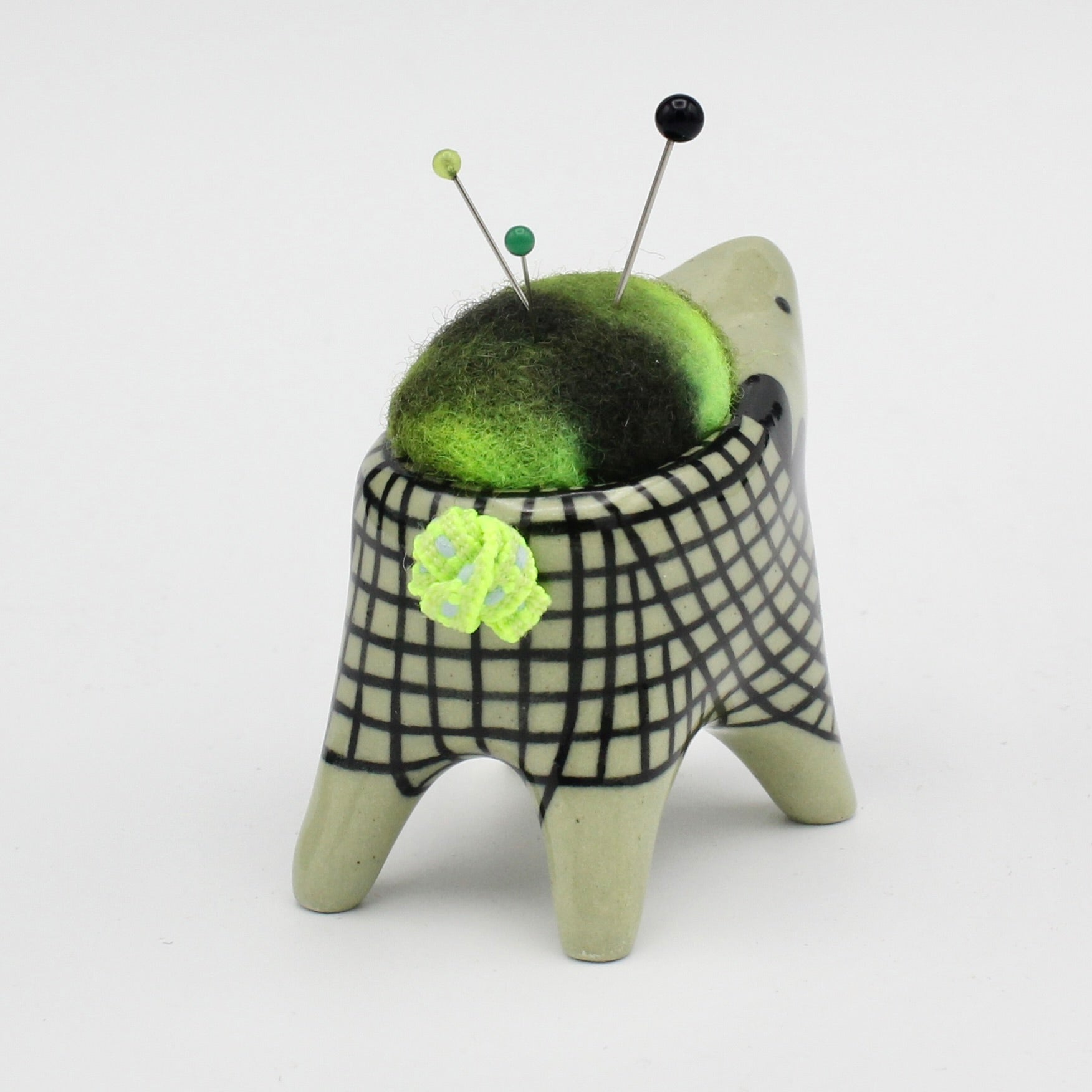 Small Bugimal Pincushion in Green Clay