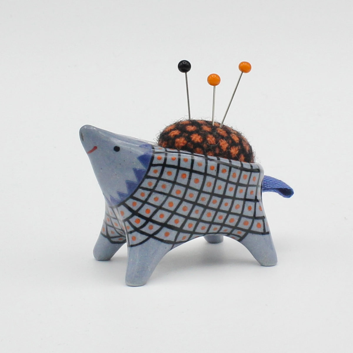 Small Sidekick Pincushion in Blue Clay