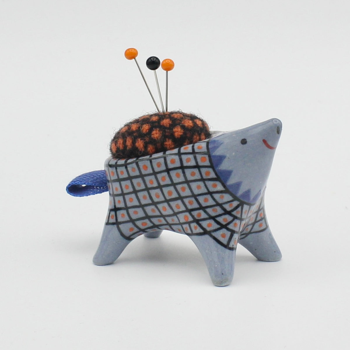 Small Sidekick Pincushion in Blue Clay