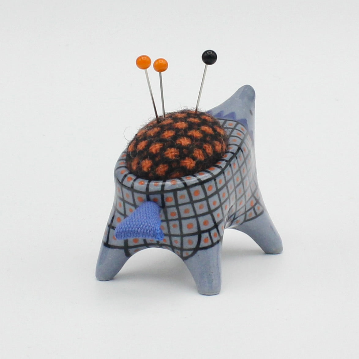 Small Sidekick Pincushion in Blue Clay