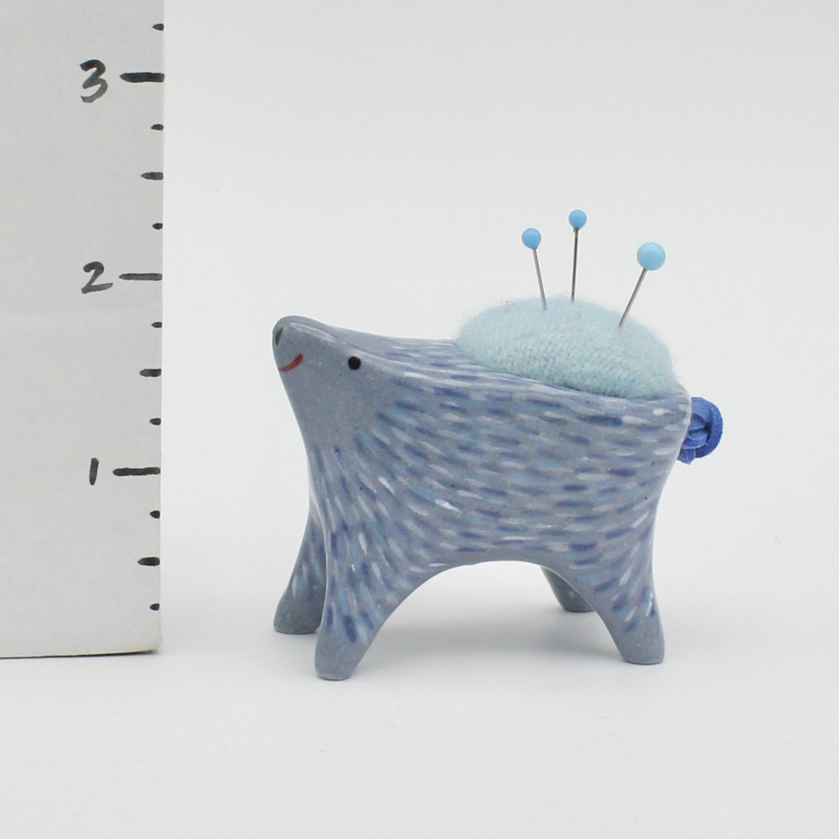 Small Sidekick Pincushion in Blue Clay