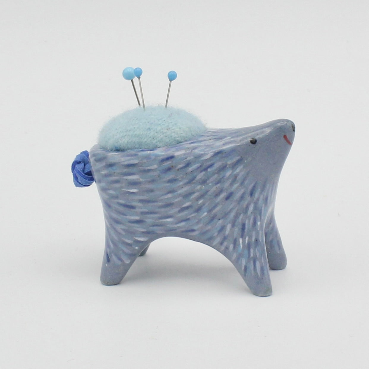 Small Sidekick Pincushion in Blue Clay