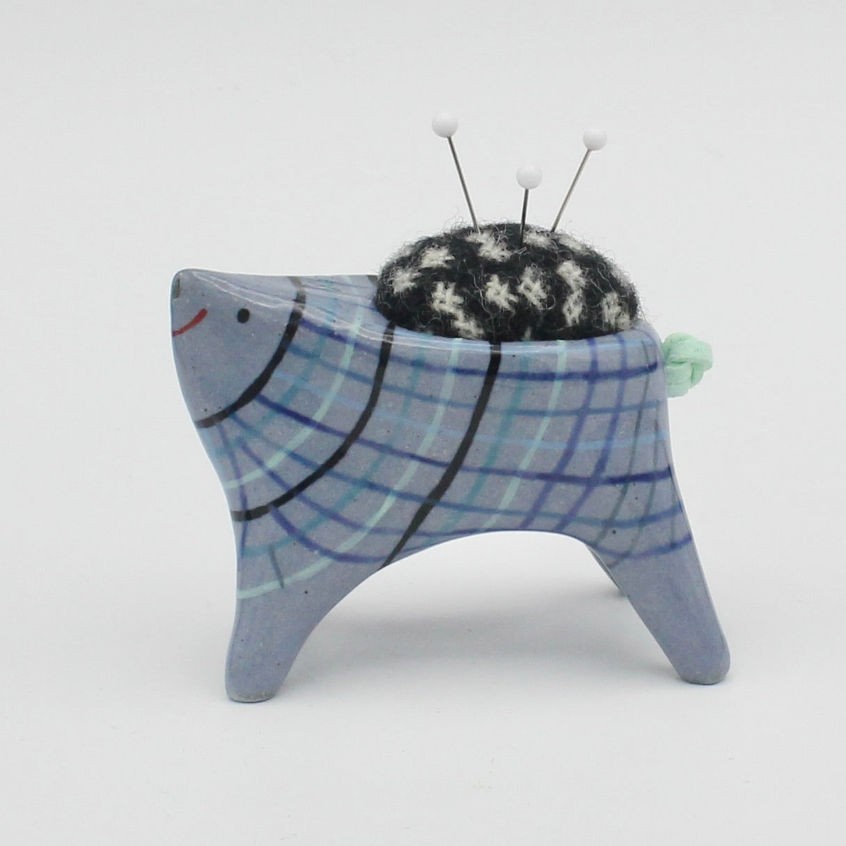 Small Sidekick Pincushion in Blue Clay