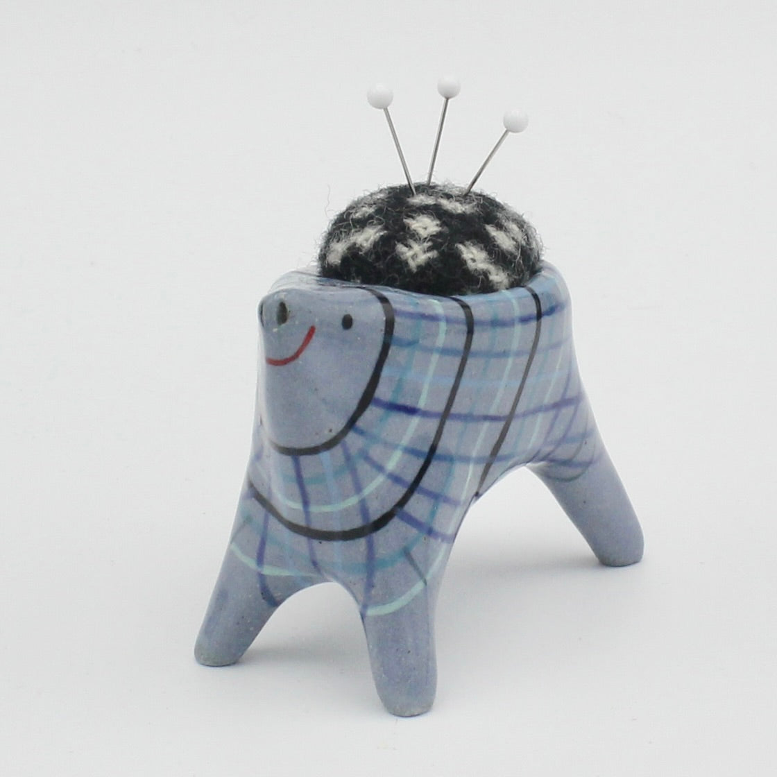 Small Sidekick Pincushion in Blue Clay