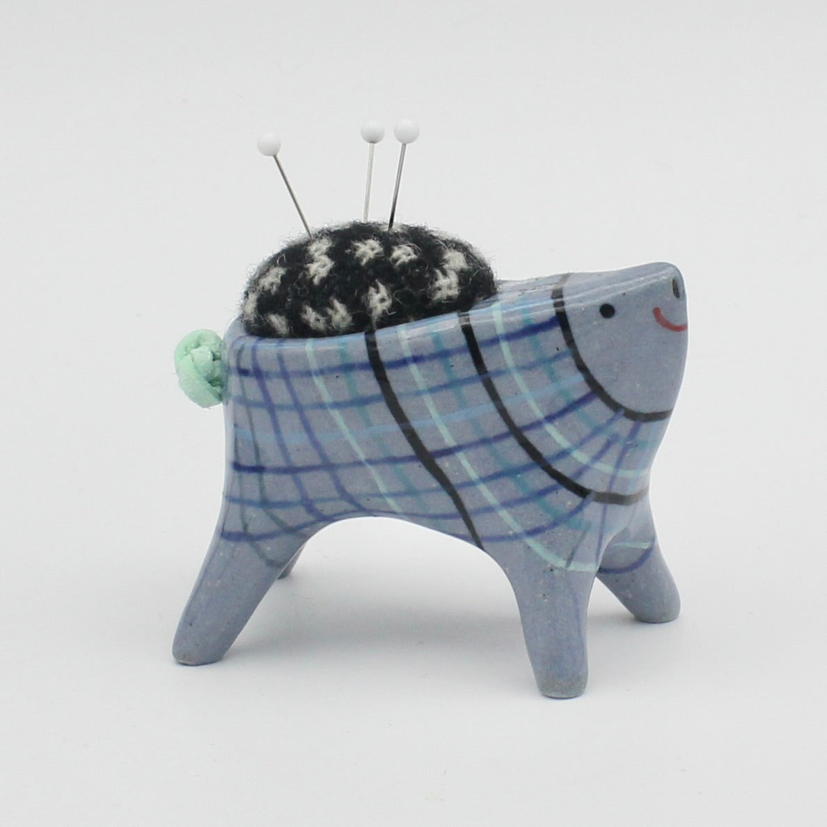 Small Sidekick Pincushion in Blue Clay