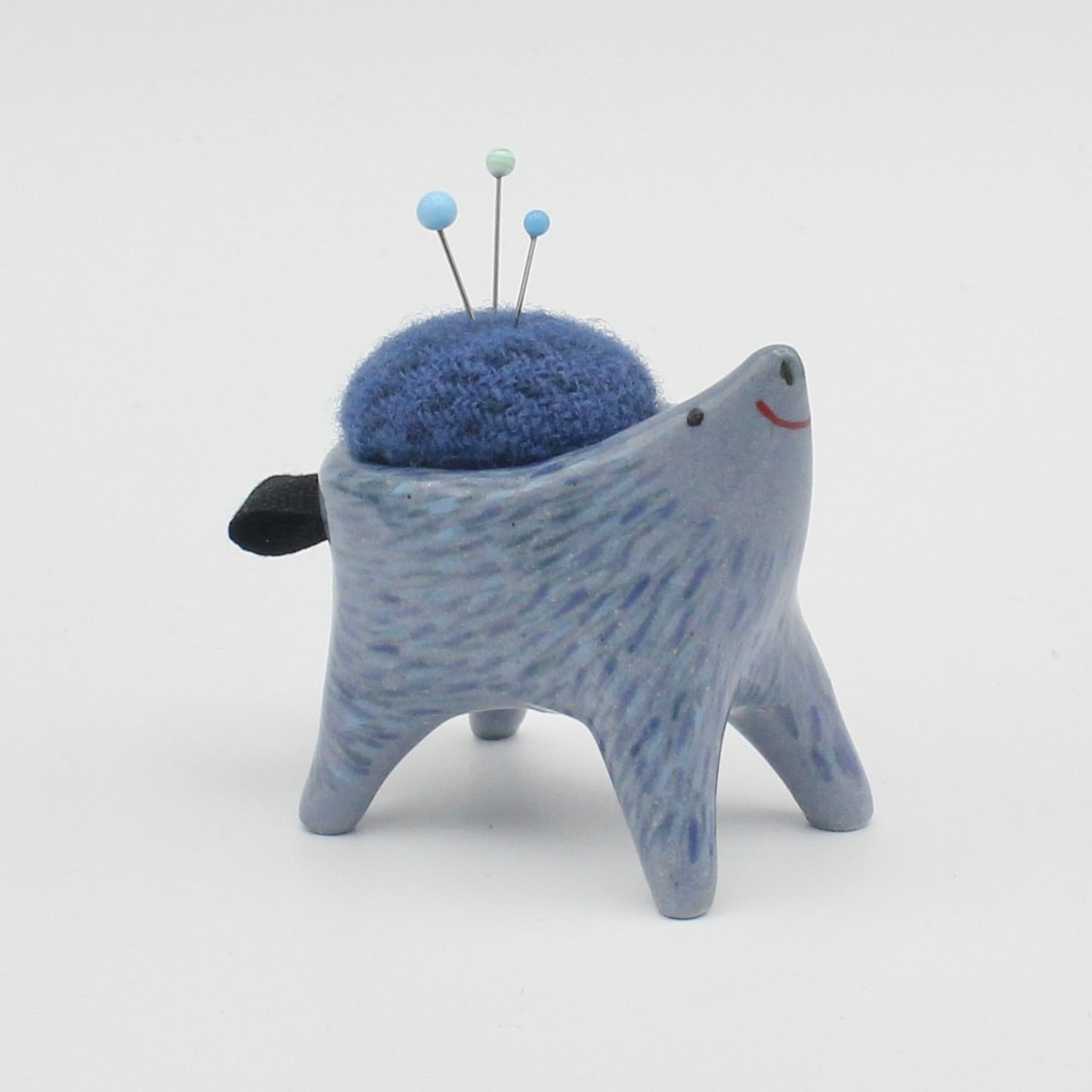 Small Sidekick Pincushion in Blue Clay
