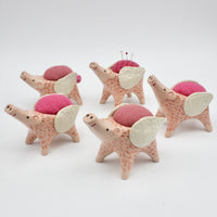 Flying Pig Sidekick Pincushion in Pink and White Clay