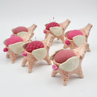 Flying Pig Sidekick Pincushion in Pink and White Clay