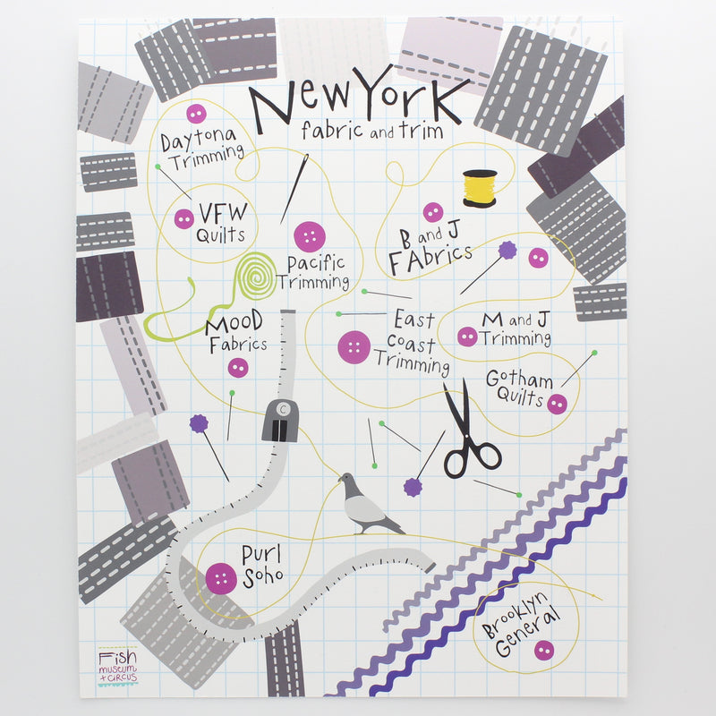 Art Print-Map of New York Fabric and Trim