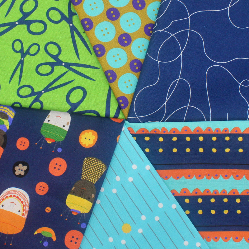 Sew Good Fabric Collection- Blue and Green Fat Quarter Bundle